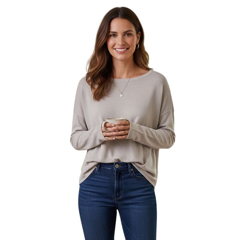 Garnet Hill Silk Cotton Sustainable Pullover Drop Shoulder 2021 Neutral Size S